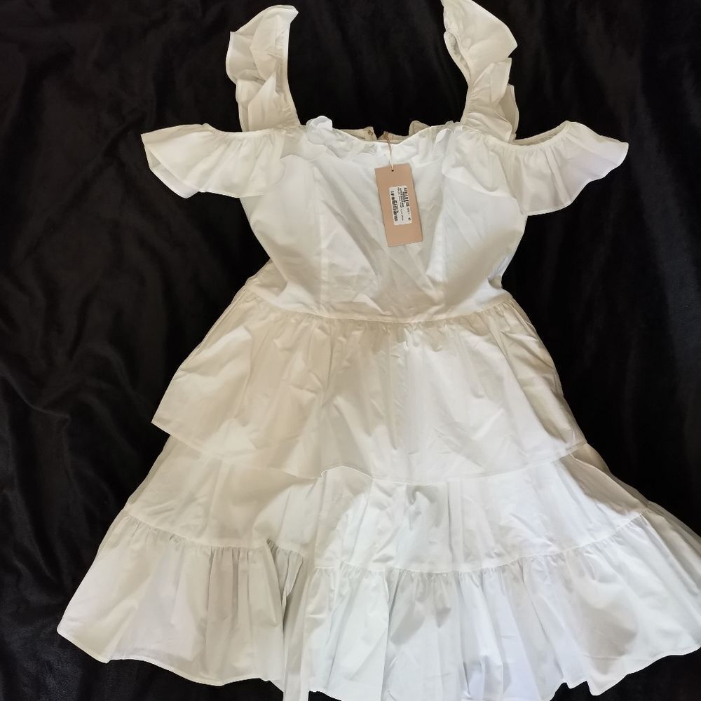 Christopher Kane Poplin Strap Mini White Dress.